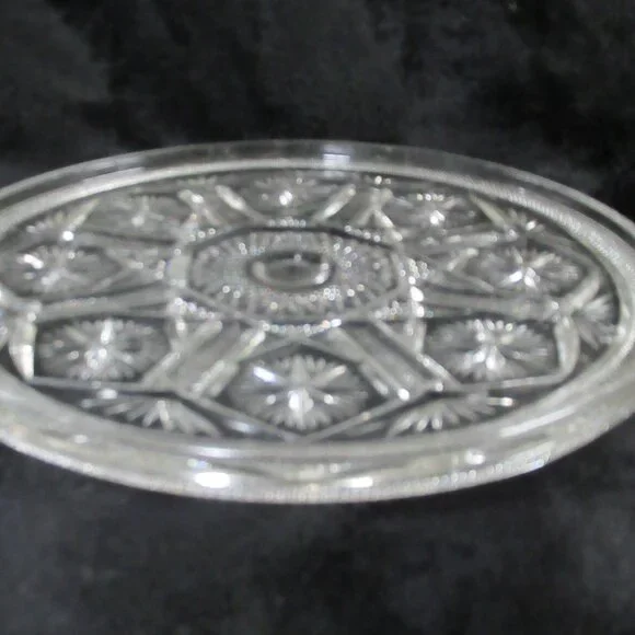 Vintage Clear-Cut Glass Decanter with Tray and 6 Glasses Bar Accessories